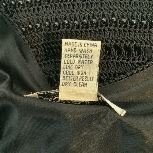 S.M. Camiseta sin mangas de cuello redondo con lentejuelas y cuentas de ganchillo negra de colección grande para mujer - Imagen 5 de 5