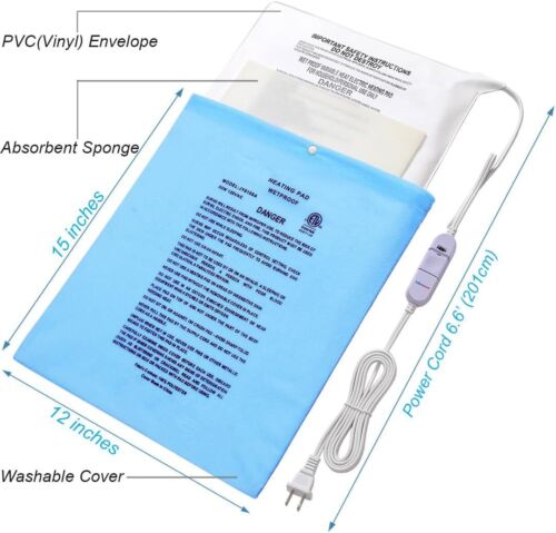 Electric Heating Pad For Back Cramps & Back Pain Relief No Auto Shut Off 12"X15" - Picture 7 of 11