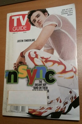 JUSTIN TIMBERLAKE ON TV GUIDE APRIL 1-7, 2000: 'NSYNC 1 OF 5 COLLECTIBLE COVERS!
