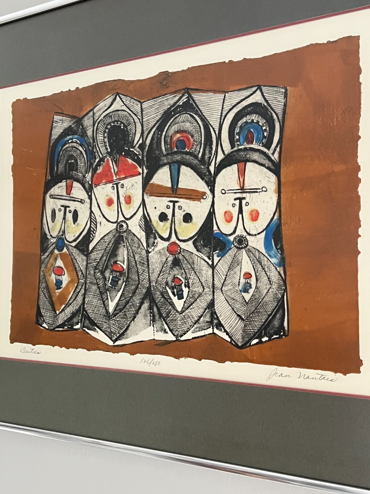 Jean Nantais "Deities" Etching 4 Abstract Figures - Signed and Numbered 126/250 - Photo 11 sur 12