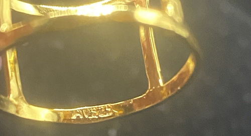 Cage Ring 10k Yellow Gold Vermeil Marked AV 925 Textured 1.94 g Sz 8 13mm 1/2" w - Imagen 4 de 6