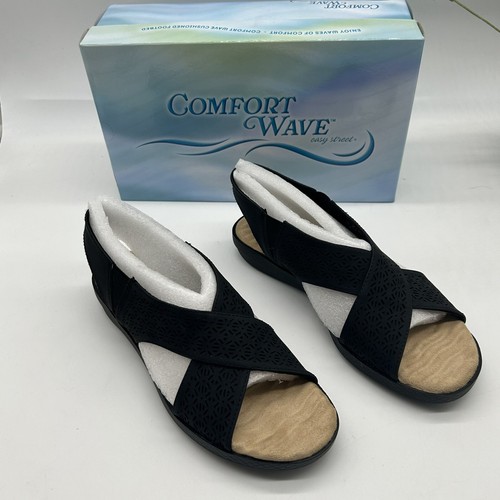 EASY STREET Women's Claudia Comfort Wave Sandals in black/gore size 9M NEW - Picture 5 of 5