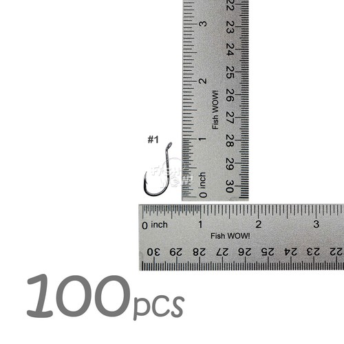 100 Stück Fische WOW!® Größe #1 Angeln J Form Oktopus Haken Hi-Carbon Black Nickel  - Bild 1 von 3