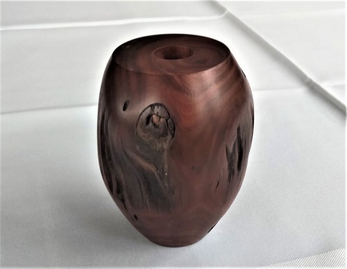 LOVELY TURNED VINTAGE AUSTRALIAN TIMBER BURL VASE OR CANDLE HOLDER SIGNED - Picture 3 of 8