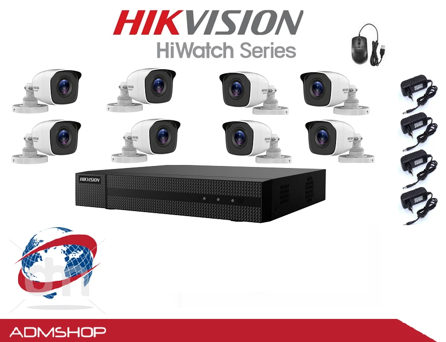 KIT VIDEOÜBERWACHUNGSKAMERAS DVR 8 CH + 8 KAMERAS HIKVISION DVR 2MPX