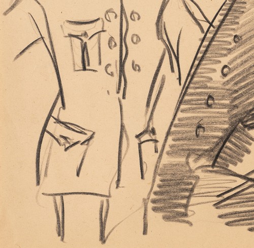 E. SCHIELE (20.Jhd), Soldaten im Gespräch, Buntstift Moderne Militär 1925-1949 - Picture 5 of 6