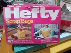 Vintage Box/50 Hefty Scrap Bags W/Tear Off Ties-Bags Only/No Holder-1981 Version