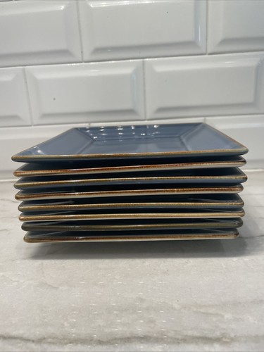 Pottery Barn Asian Square Appetizer Salad Plates 6" Multicolor Rustic Lot of 8 - Picture 10 of 10