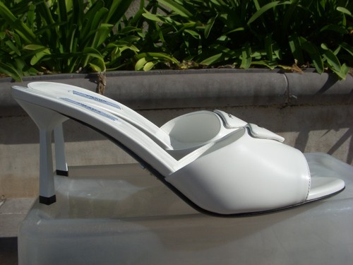 Prada Pantoletten Spazzolato weiß Bianco Leder Logo Damen Italienisch Gr. 41,5 UVP 1100€ - Bild 7 von 22
