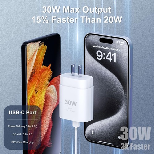 iPhone 15 Pro Max Charger 30W USB C iPhone 15 Charger Block Fast Charging wit... - Picture 2 of 7