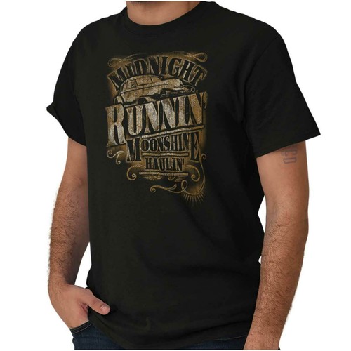 Moonshine Midnight Runner Tennessee Drinking Adult Short Sleeve Crewneck Tee - Picture 2 of 2