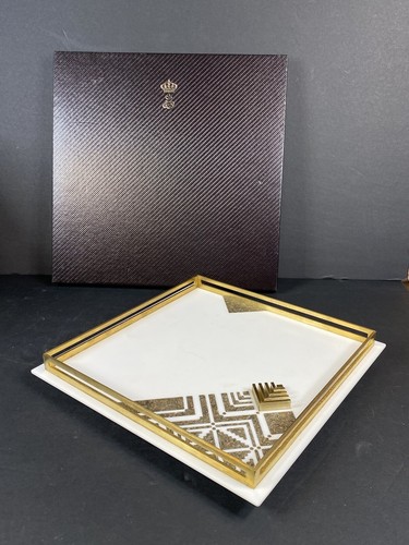 Modern Brass & Marble Decorative Tray - Picture 3 of 17