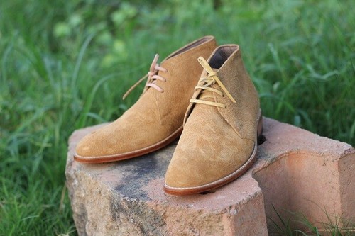 Handmade Mens Beige Color Suede Chukka Boots, Mens Casual ankle Chukka boot - Picture 1 of 5