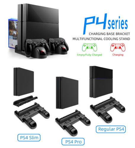 For PS4/PS4 Slim/PS4 PRO Vertical Stand with Cooling Fan Cooler Dual Controller - Picture 3 of 7