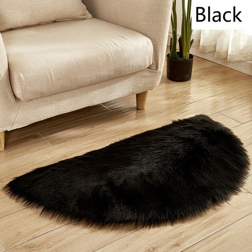 Half Round Fluffy Carpet Artificial Wool Warm Blanket Mat Shaggy Rugs Soft Decor - Picture 9 of 20