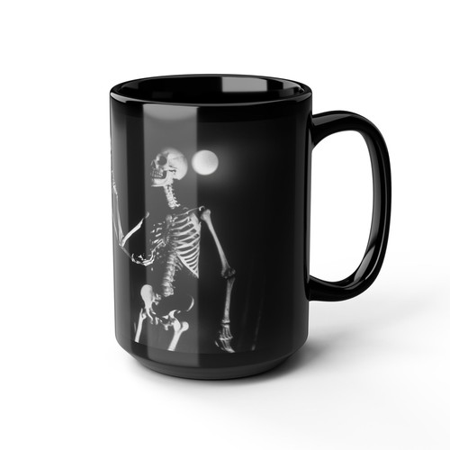 Skeletons in the Moonlight Black Mug (15oz), Gothic Spooky Gift, Halloween Gift - Picture 7 of 10