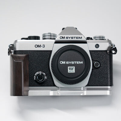 Handmade Wooden handle Grip L Plate Alloy Base OLYMPUS OM SYSTEM OM-3 Camera DE