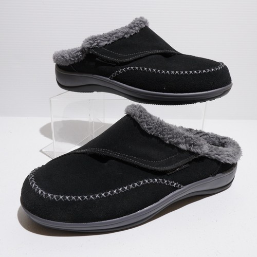 Orthofeet Charlotte Womens Size 9 B Black Suede Slip On Orthopedic Slippers S733 | eBay
