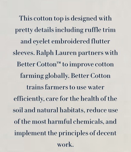 Polo Ralph Lauren Girls Eyelet Embroidered Cotton Jersey Top L(12-14) NWT - Picture 4 of 6