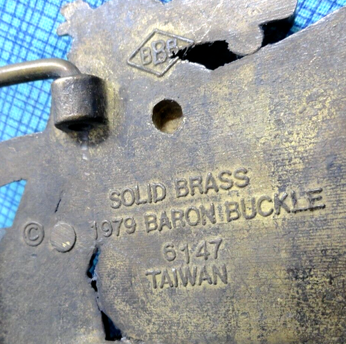 Motocross Belt Buckle Iconic 70s Cut Out Brass Vtg Baron Buckles Taiwan .QRT417 - Picture 4 of 9