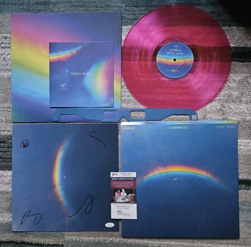 COLDPLAY COMPLETE BAND X4 SIGNED "MOON MUSIC" VINYL ALBUM WITH JSA COA psa bas