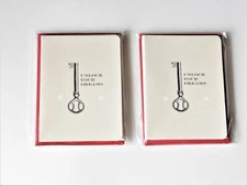 Two Packages Michaels Note Cards & Envelopes "Unlock Your Dreams" 6 Pieces Each