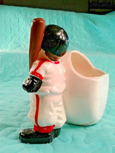 Vintage, Mid Century, Napcoware LITTLE SLUGGER BASEBALL PLANTER 4.5" Tall - Picture 5 of 12