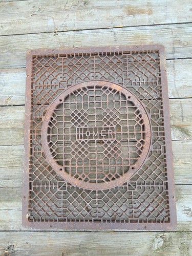 Antique Homer Cast Iron Grate Return Floor Vent Ornate Design Some Damage