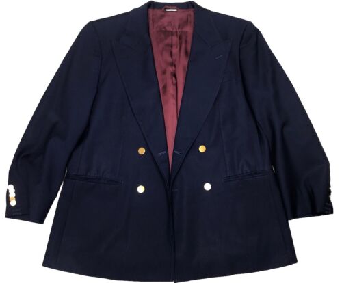 Gucci uniforme blazer blu navy lana mohair bottoni oro uomo US 44 *maniche alterate - Foto 4 di 17