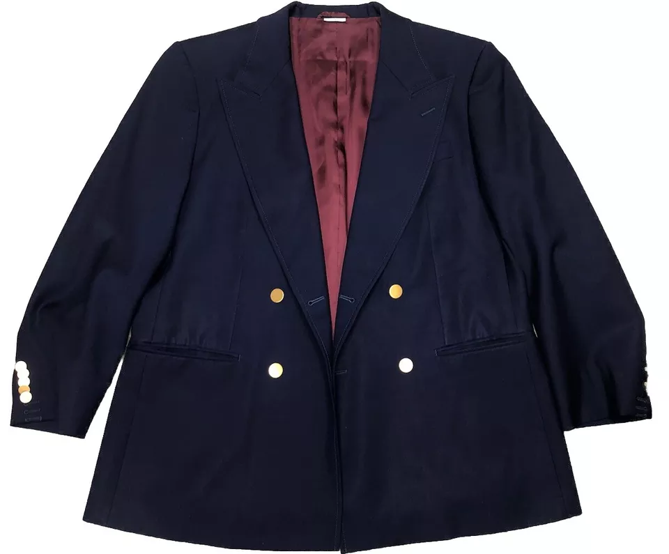 Blazer Uniforme Gucci Azul Marino Lana Mohair Dorado Botones Hombre EE. UU. 44 *mangas alteradas Foto 4 de 4
