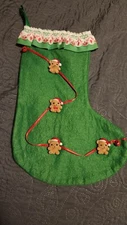 Vintage Felt Baby Teddy Bear Handmade Christmas Stocking Baby 1st stocking