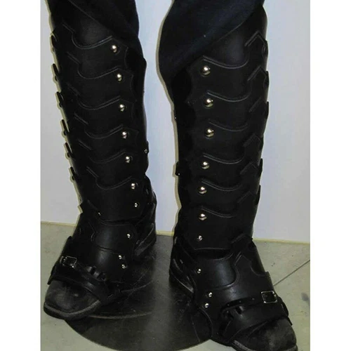 Larp Armatura Gambe Pelle Gotico Greaves Mezzi Chaps Ghetta Medievale Cavaliere Vichingo - Foto 8 di 16