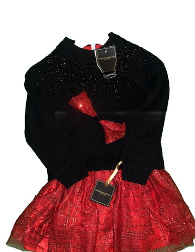 NWT New York Kids Holiday Dress Sz 4 Black Red Holiday Christmas Dressy - Picture 3 of 7