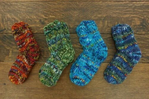 Hand Knitted Wool Ankle Socks LoudElephant Woolly Warm Cosy Space Dye Rainbow
Opens in a new window
