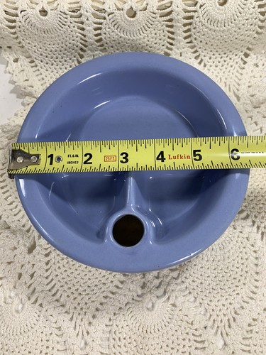 Vtg Ceramic Child Baby Divided Warming FOOD DISH Blue Heavy 50s- 60s No Cork - Picture 7 of 9