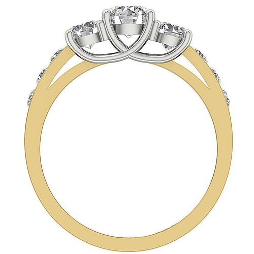 VS F 1.70 Ct Lab Grown Diamond 14K Two-Tone Gold 3 Stone Solitaire Wedding Ring - Picture 3 of 7