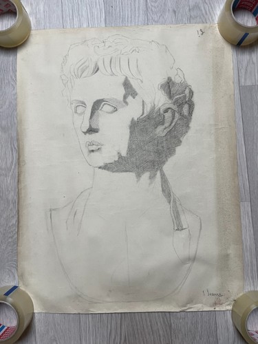 Antico disegnatore originale, ritratto, scultura, profilo - Foto 8 di 8