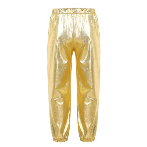Girls Hip Hop Street Dance Outfits Jazz Solo Metallic Tank Tops with Pants Set - Picture 24 of 99