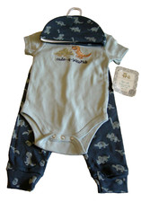 Cribmates 3 Piece Set, Boy, 3-6 Months, "Cute-A-Saurus" Design, Blue, Brand New