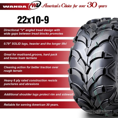 Honda Recon 250 One ATV UTV Tire 22x10-9 22X10X9 Mud 6PR Suzuki Ozark 250 - Picture 2 of 6