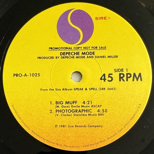 DEPECHE MODE -Speak And Spell / Big Muff- US 4 Track Promo 12” Sampler (Vinyl) - Picture 2 of 4