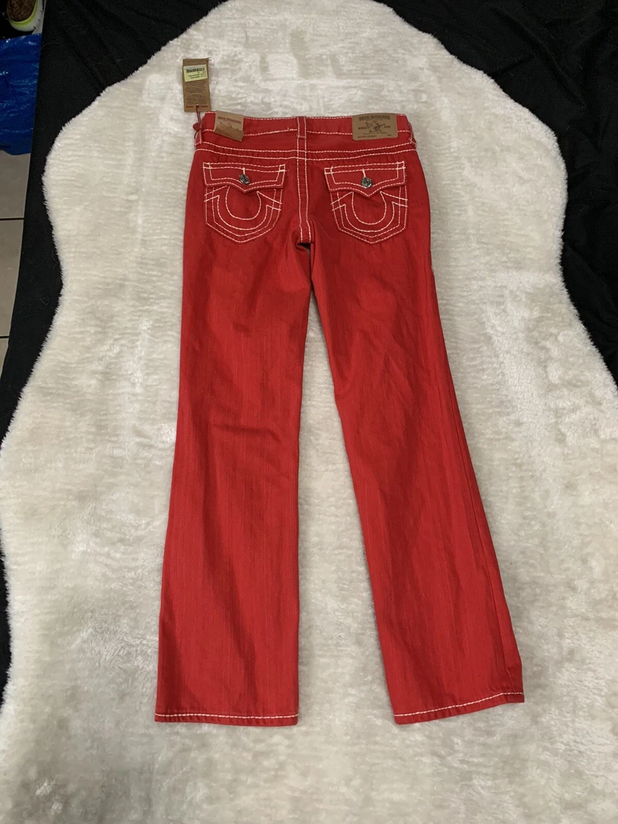 True Religion Straight Big T Girls Youth Womens Red Jeans Size 12