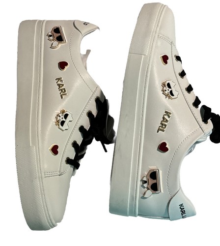 New Karl Lagerfeld Women White Paris Cambie Pins Sneakers,Sz. 9 M - Picture 4 of 18