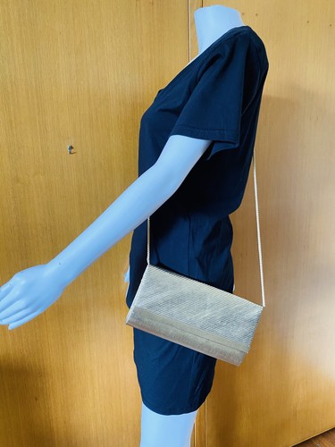 Jane Shilton Shoulder Bag Womens Gold Metallic Evening Clutch Vintage Small - Picture 10 of 12