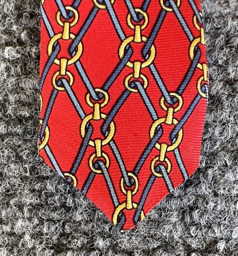 Paolo Gucci Tie Necktie Red Chain Link Geometric Silk 4x58 - Picture 5 of 8