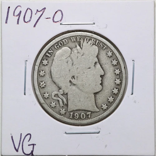1907-O 50C Barber Liberty Half Dollar in VG Condition #3148