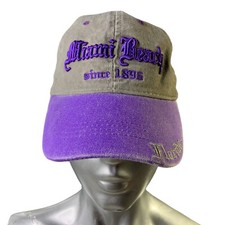 Miami Beach Lucky 7 USA 1896 Baseball Cap Grey Purple Embroidered Trucker Hat