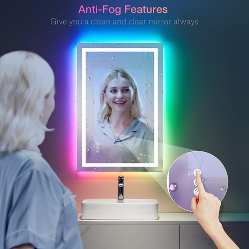 Vanity Trident Rainbow LED Mirror with Touch ON/OFF Dimmer & Fog Free Function - Picture 4 of 7