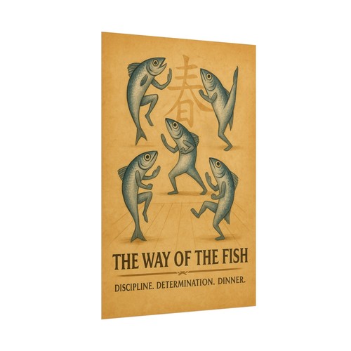 🐟 Dojo der Tiefe Poster - Lustiges Karate Wandbild - Tanzende Fische Deko - Bild 20 von 25