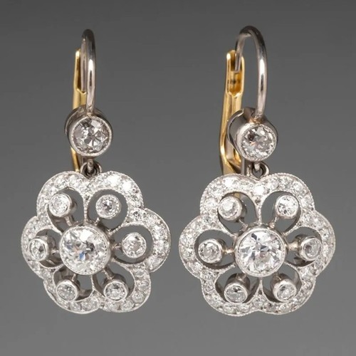 Crystal Floral Exaggerated Earrings Earrings Drop Earrings Women